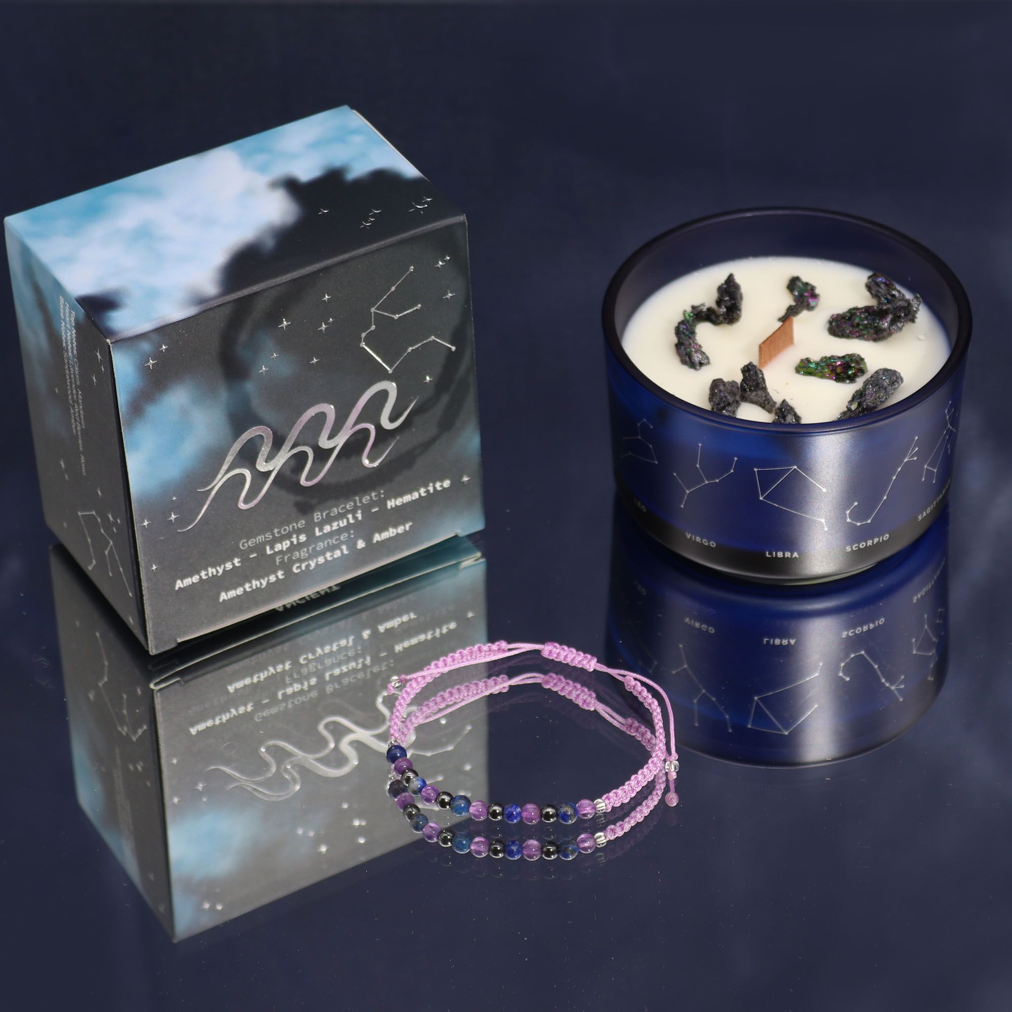 Aquarius Zodiac Candle & Gemstone Bracelet - Image 3