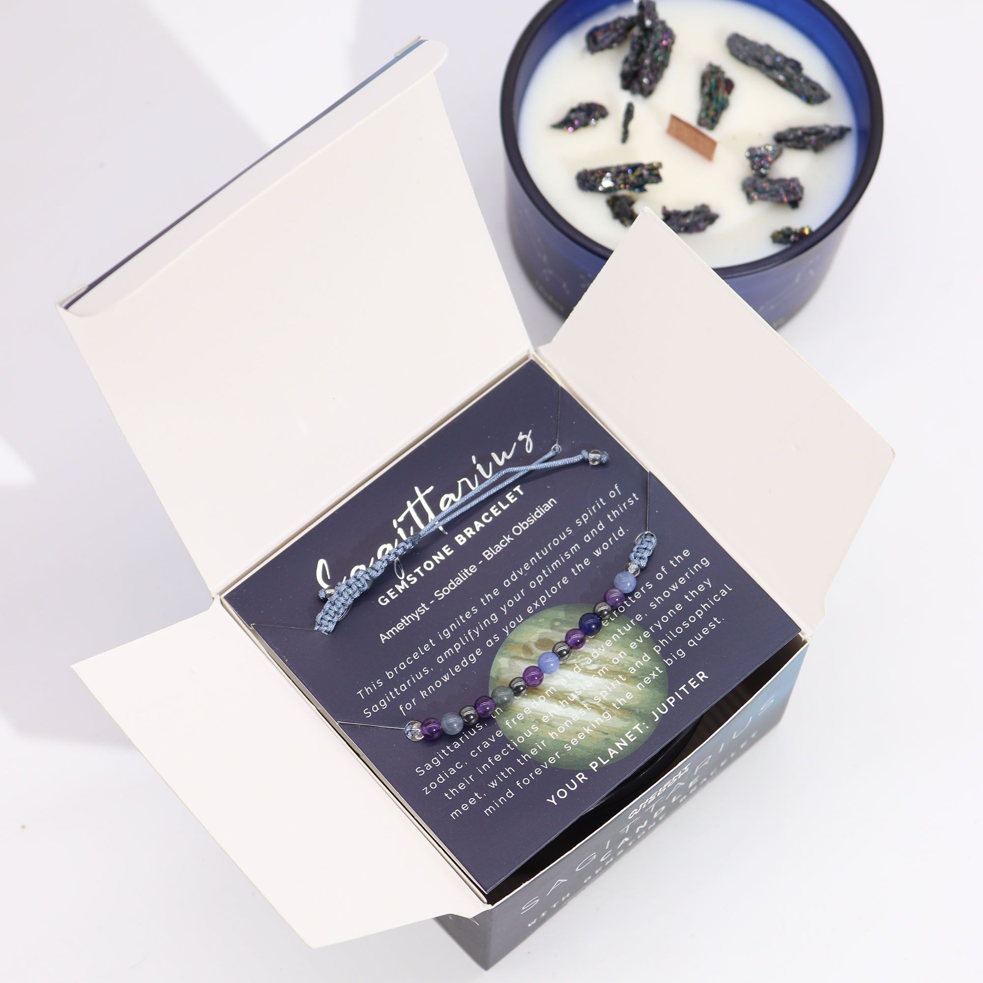 Sagittarius Zodiac Candle & Gemstone Bracelet - Image 2