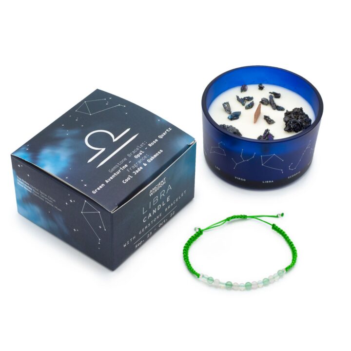 Libra Zodiac Candle & Gemstone Bracelet