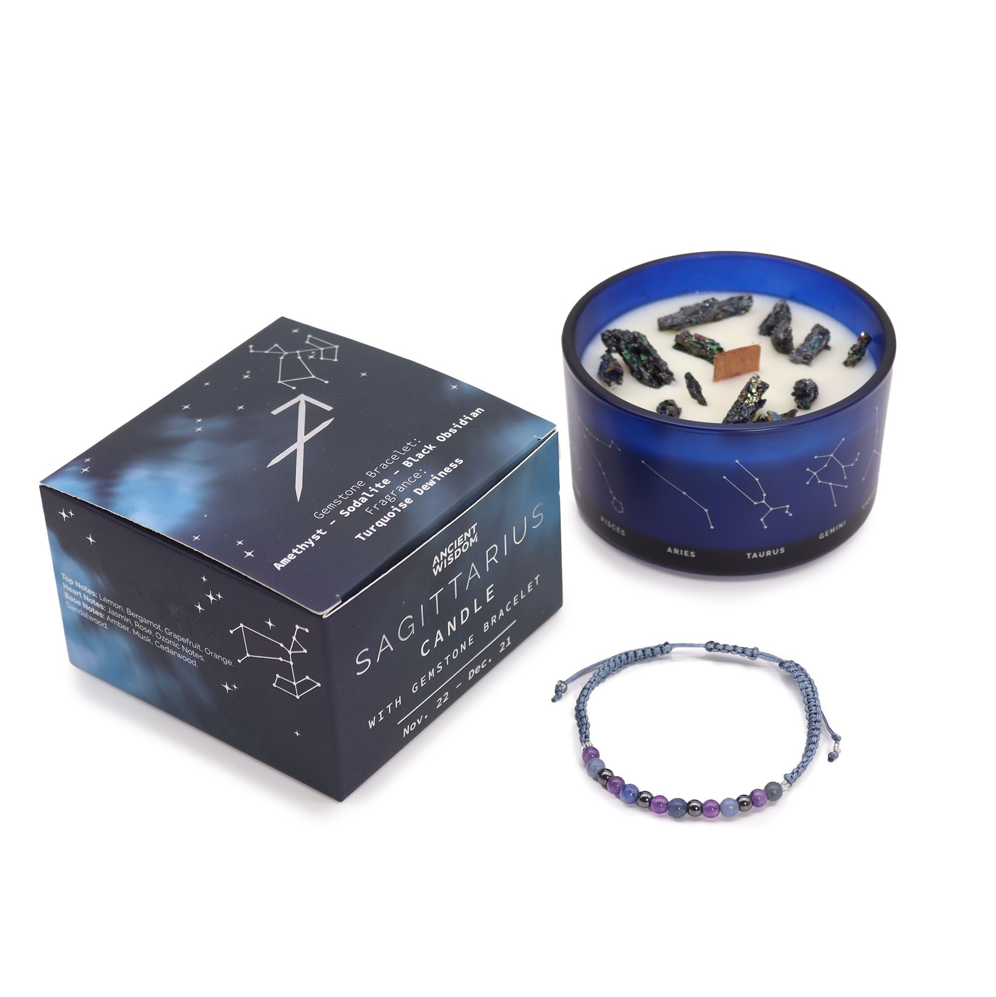 Sagittarius Zodiac Candle & Gemstone Bracelet - Image 3