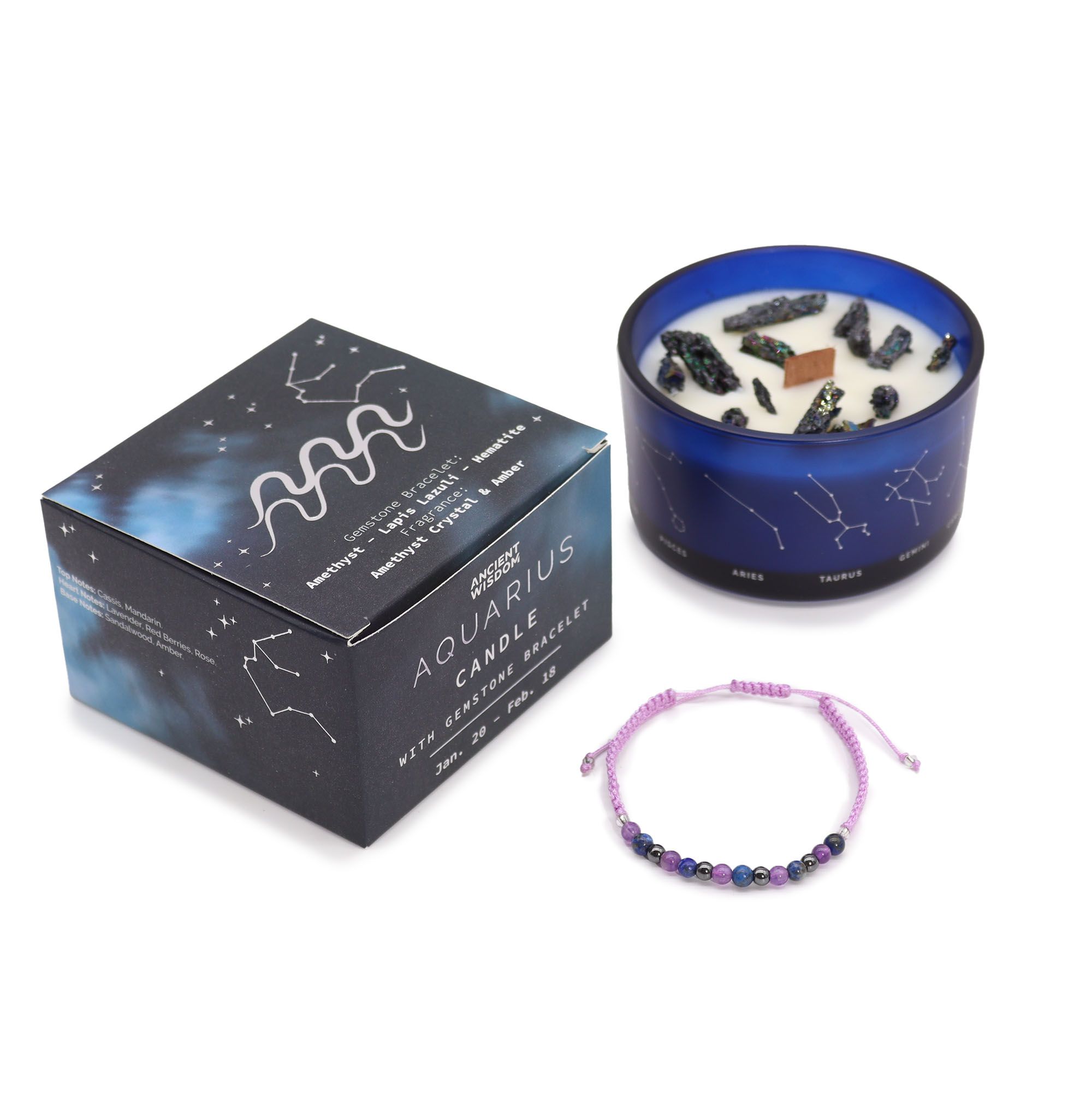 Aquarius Zodiac Candle & Gemstone Bracelet - Image 4