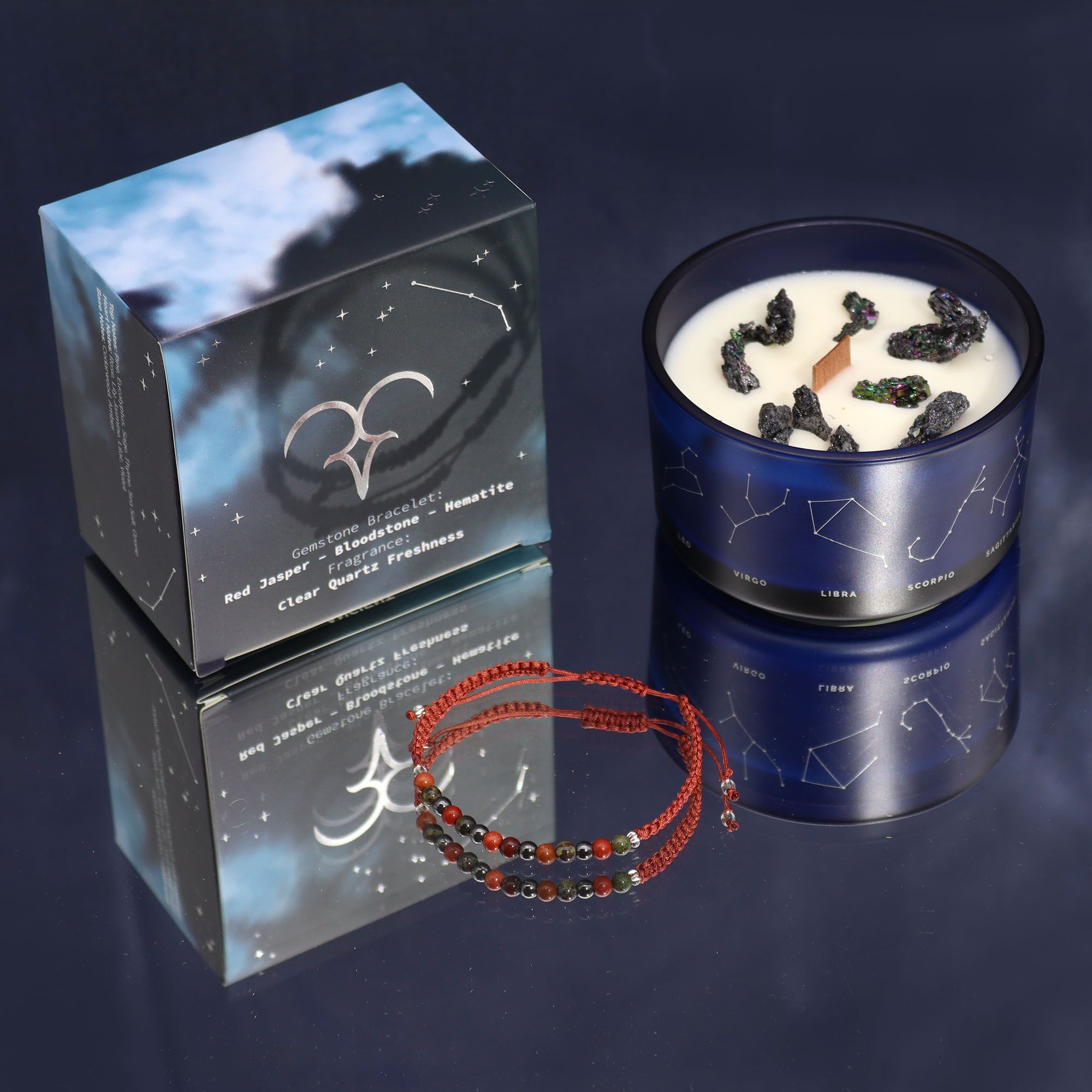 Aries Zodiac Candle & Gemstone Bracelet
