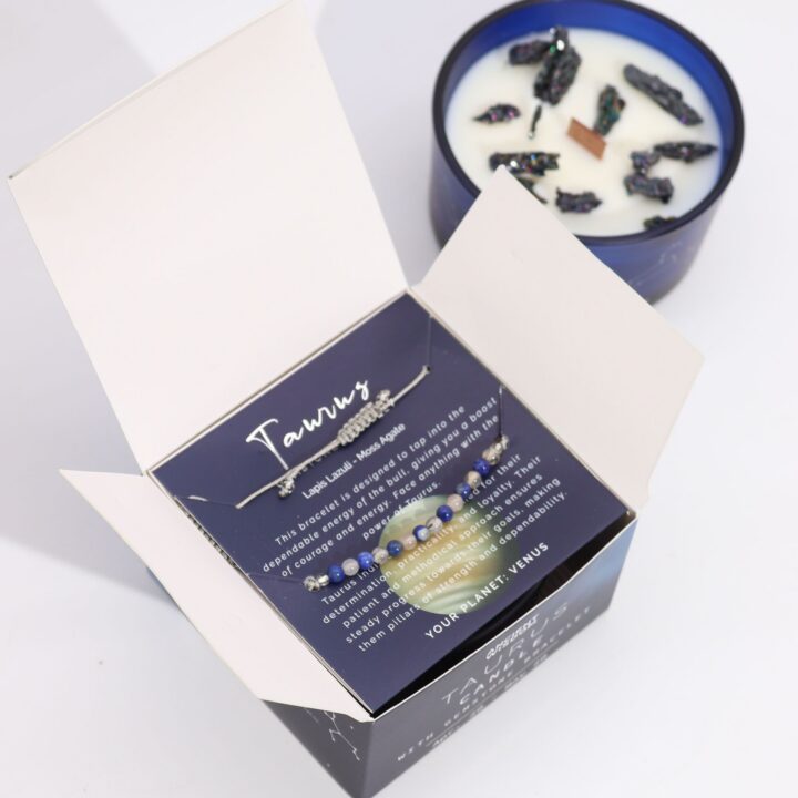 Taurus Zodiac Candle & Gemstone Bracelet