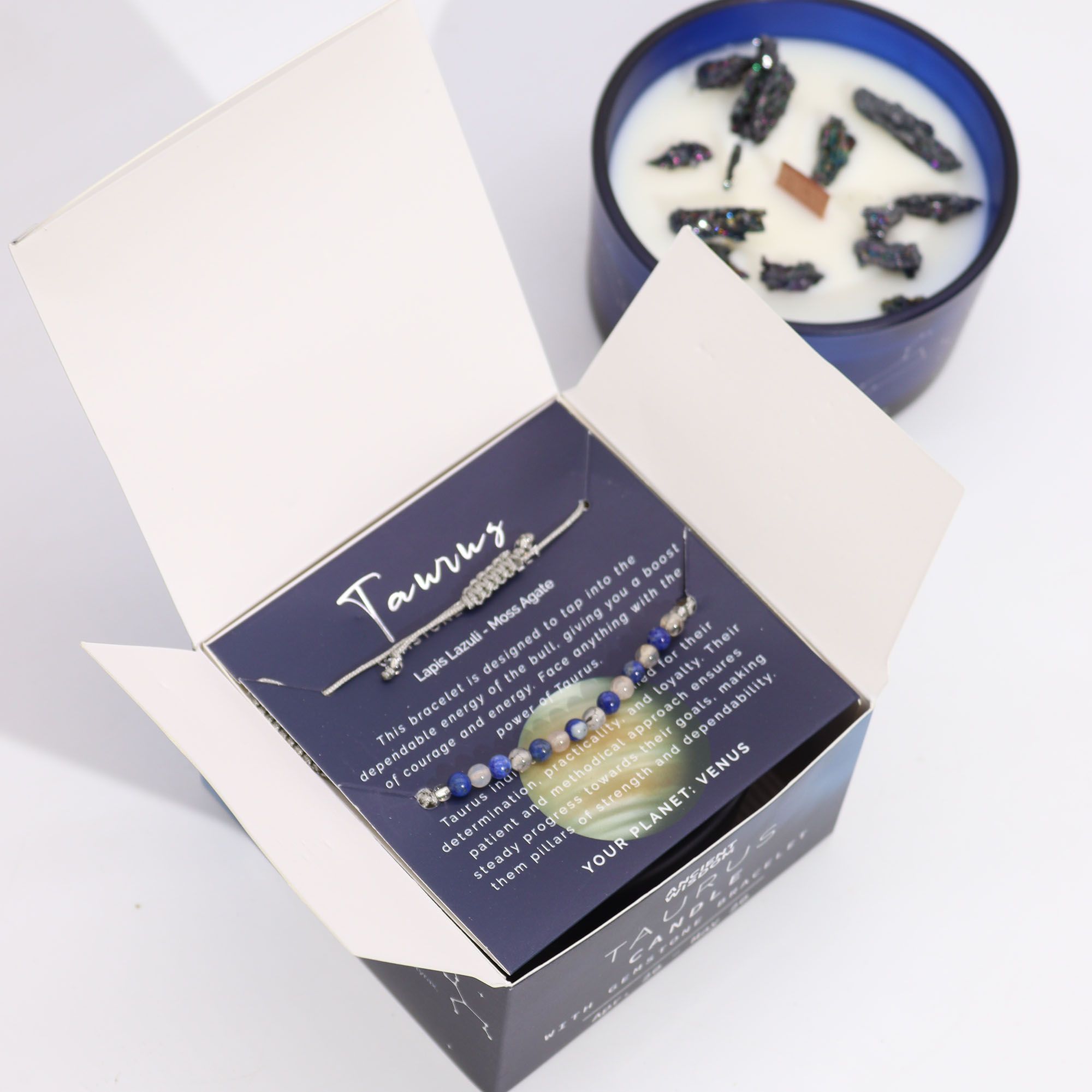 Taurus Zodiac Candle & Gemstone Bracelet