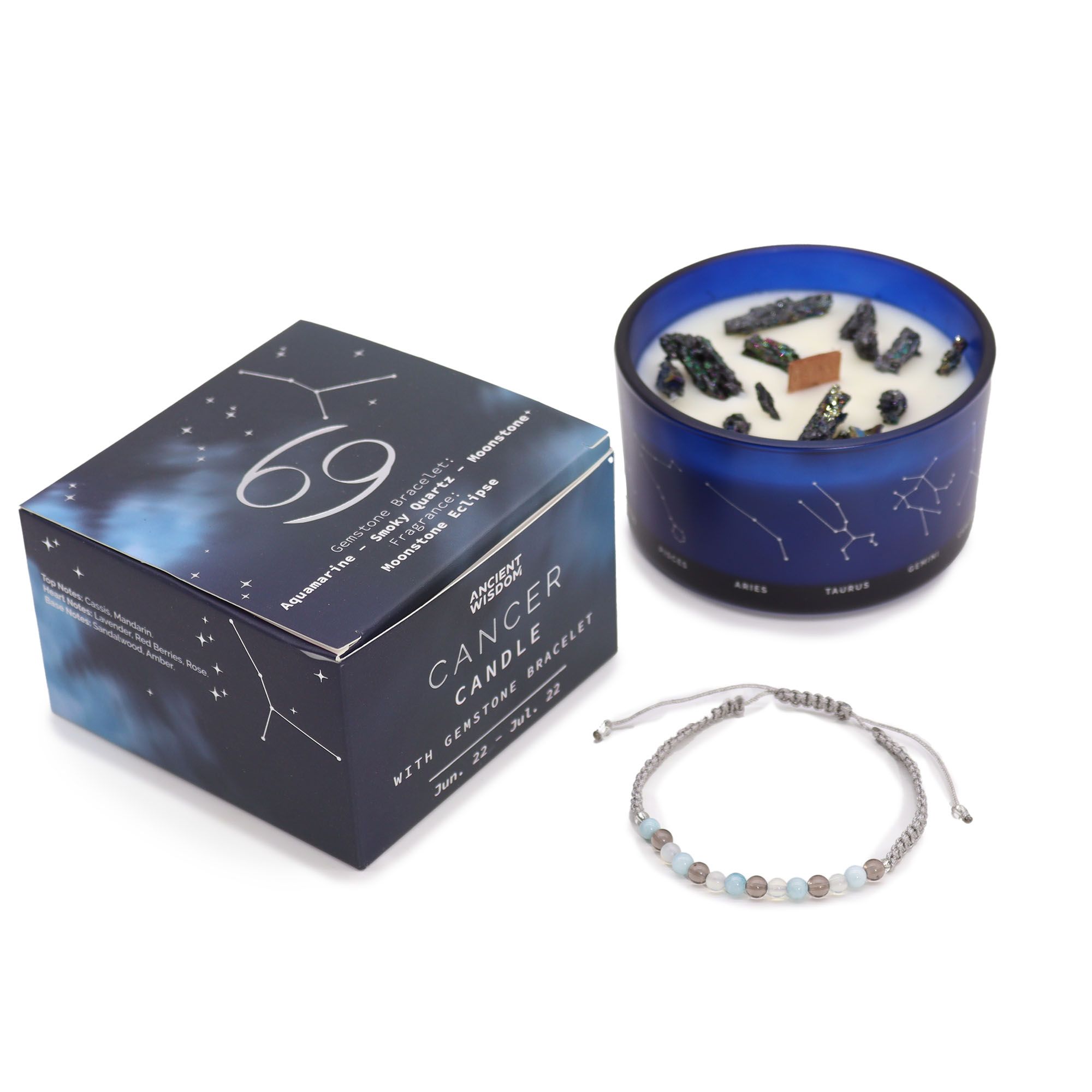 Cancer Zodiac Candle & Gemstone Bracelet - Image 2