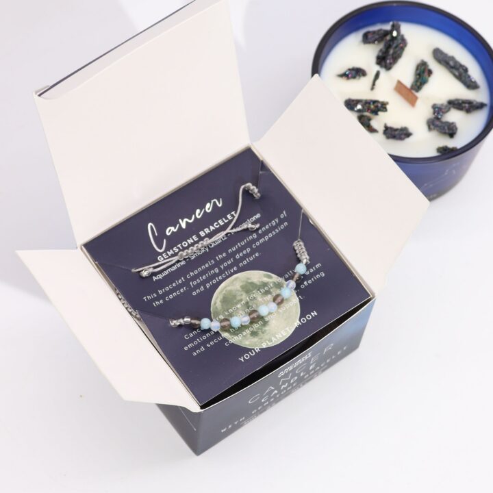 Cancer Zodiac Candle & Gemstone Bracelet