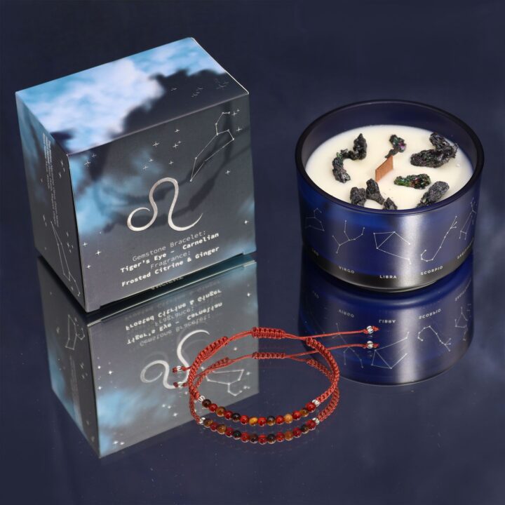 Leo Zodiac Candle & Gemstone Bracelet