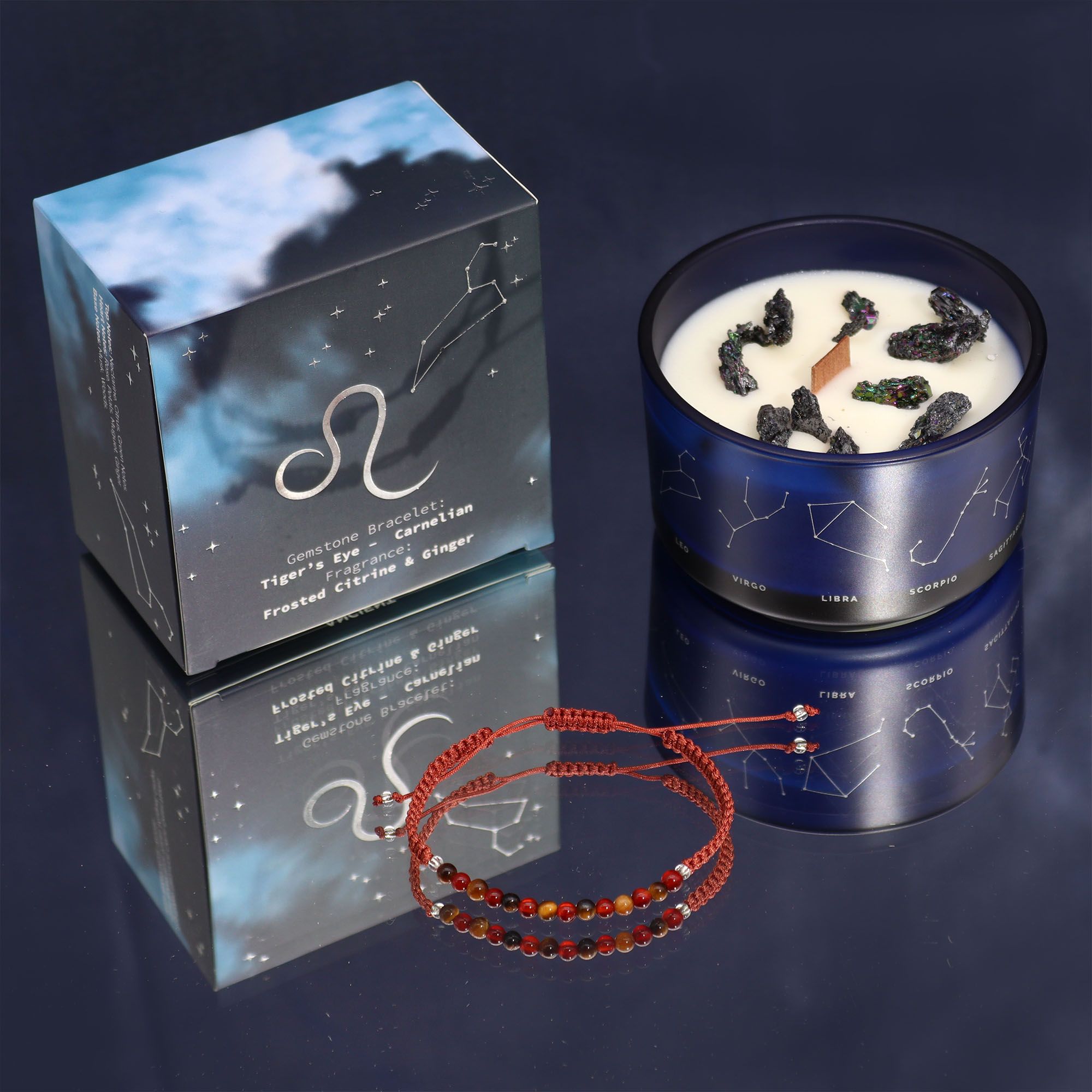 Leo Zodiac Candle & Gemstone Bracelet