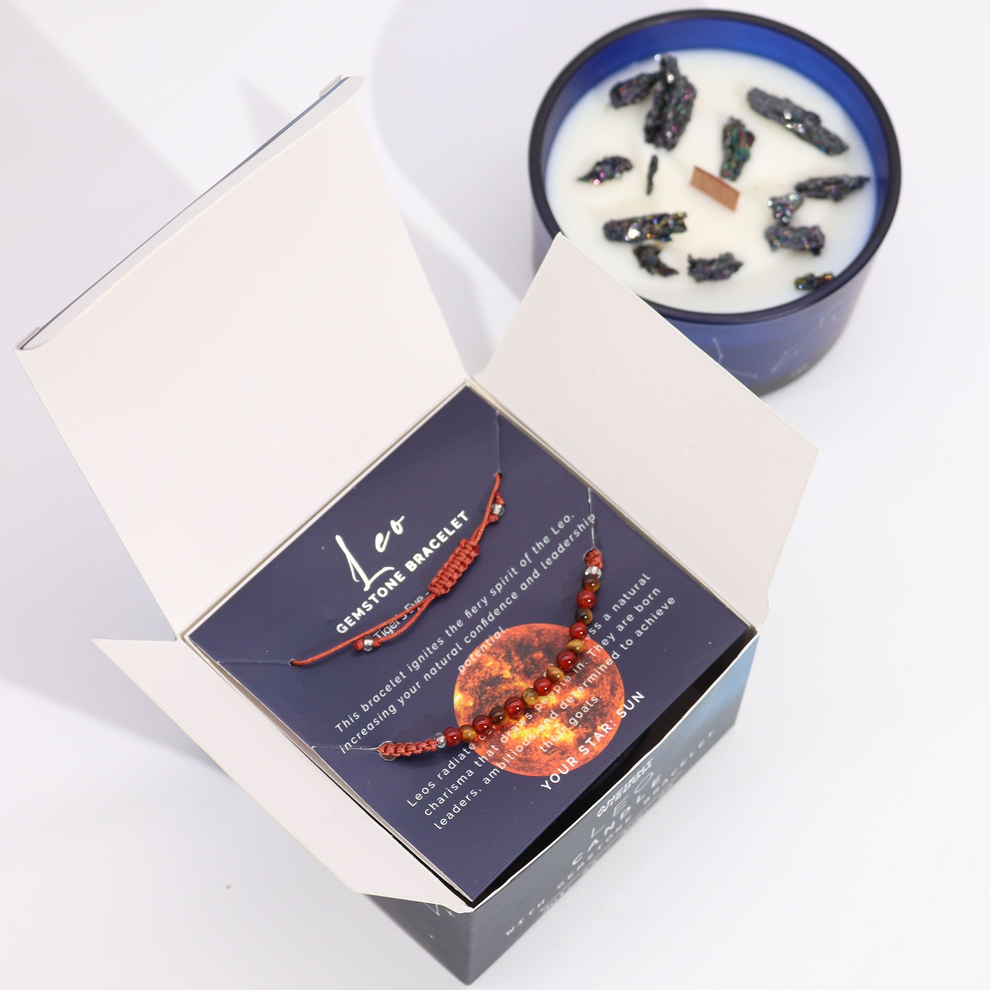 Leo Zodiac Candle & Gemstone Bracelet - Image 4